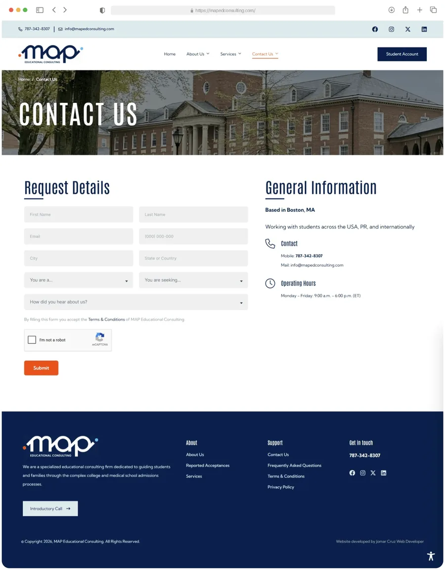 MAP Educational Consulting — Contact Us