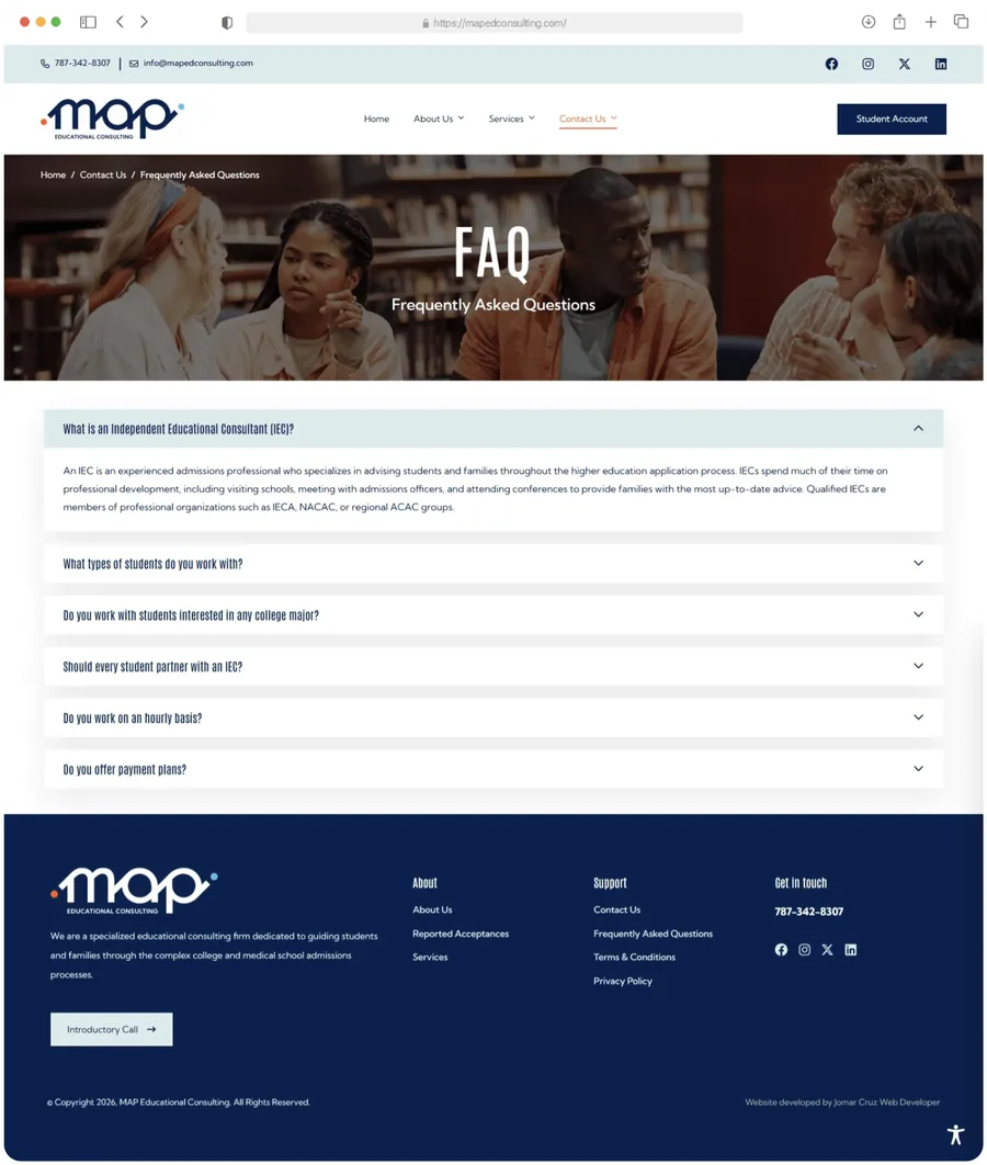 MAP Educational Consulting — FAQ