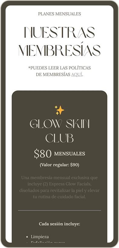 Glow Skin Club — mobile